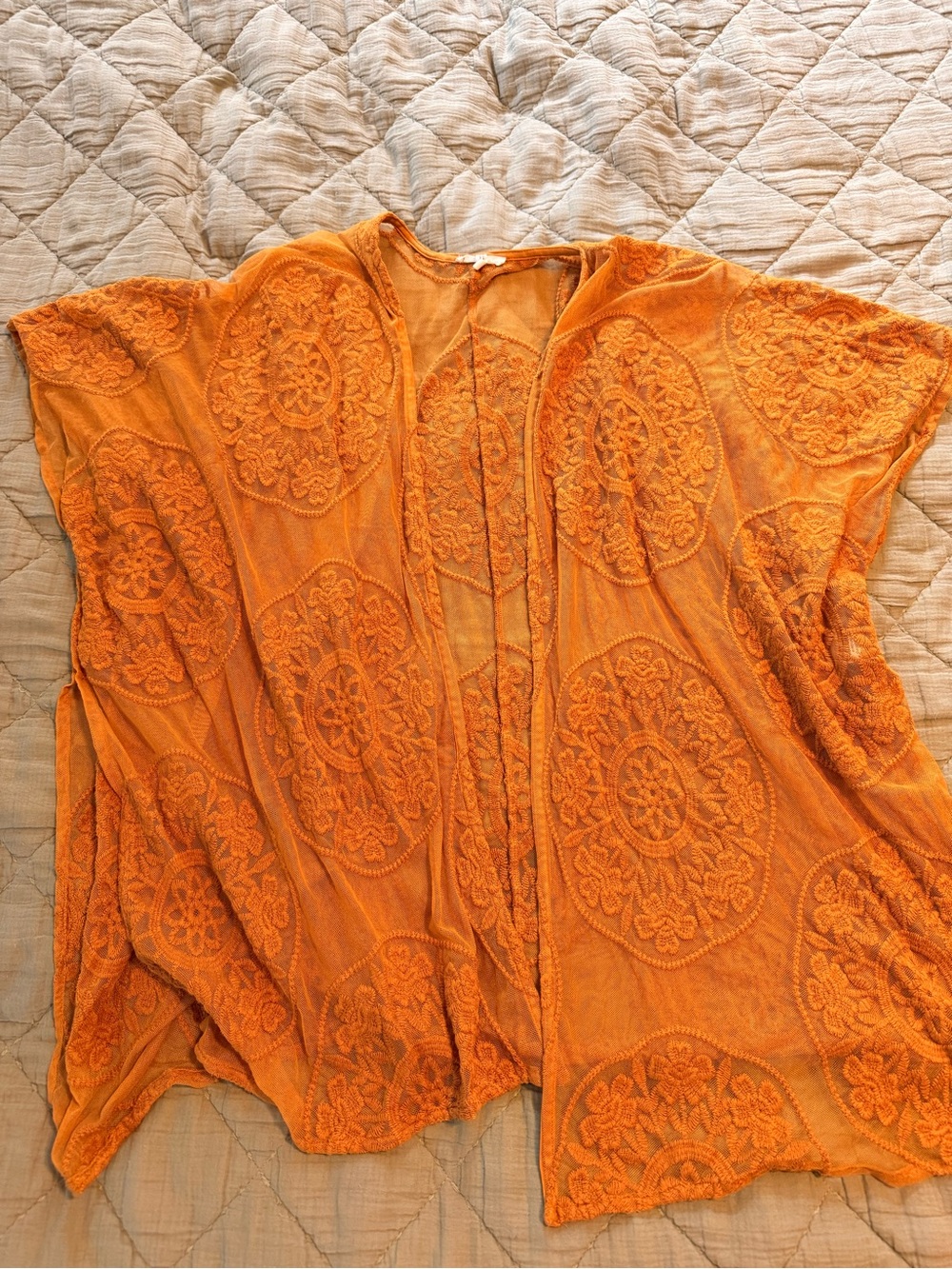 Maurices Orange Lace Medallion Kimono Cardigan